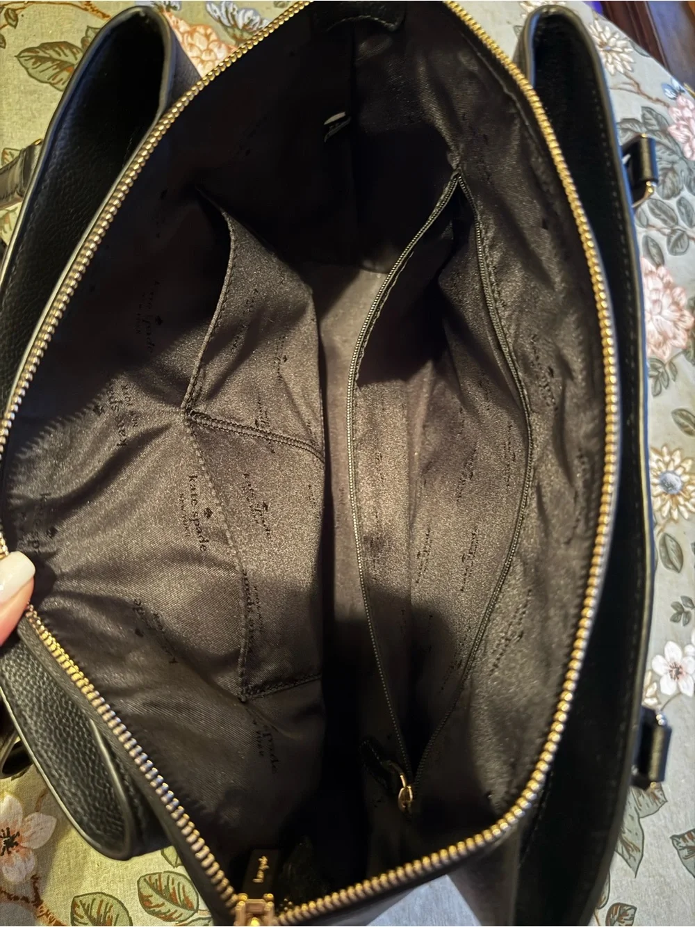 kate spade black pebbled leather double-handle tote